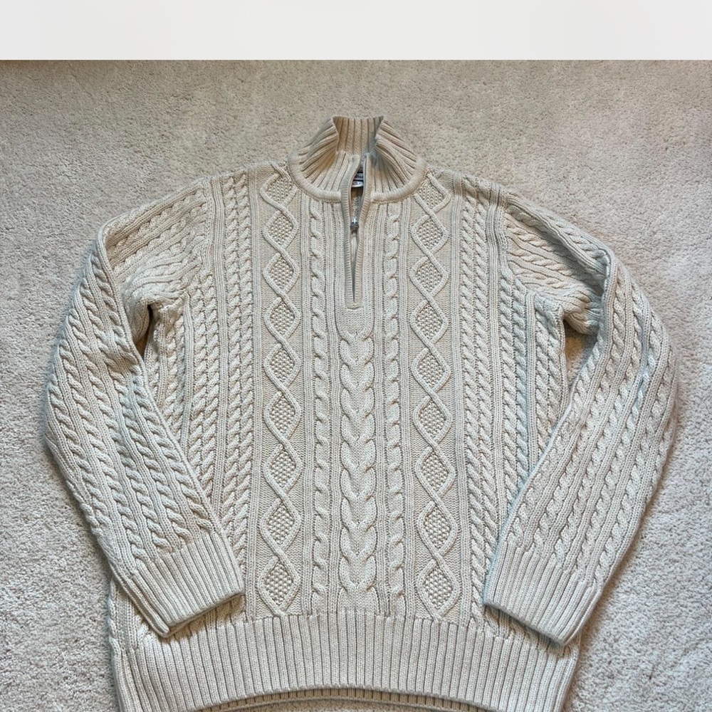 croft & barrow Men's Cream Cable-Knit Half-Zip Sweater